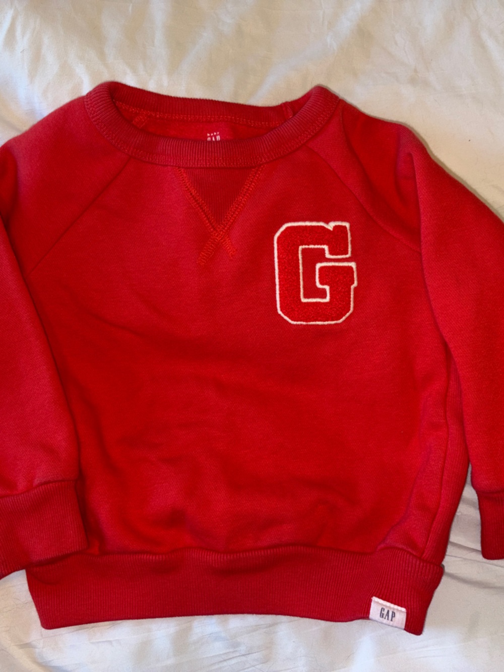 GAP Red Crewneck Sweatshirt with White-Outlined G Patch